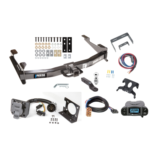 Class 5 13K Trailer Hitch Tow Package Prodigy P3 Brake Control For 01-02 Chevrolet Silverado GMC Sierra 2500 3500 w/ 7-Way RV Wiring 2-5/16" Ball 2" Drop Mount 2" Receiver Reese Tekonsha