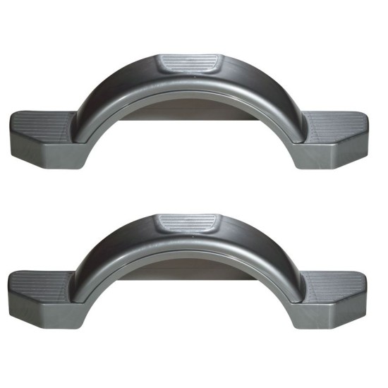 Set of 2 Silver Fulton Single Axle Trailer Fenders 12" Wheels Triple Step 33-1/2" Long Boat Utility Sale Replacement