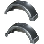 Set of 2 Silver Fulton Single Axle Trailer Fenders 14" Wheels Top Step 31.3" Long Boat Utility Sale Replacement