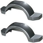 Set of 2 Silver Fulton Single Axle Trailer Fenders 14" Wheels Triple Step 42-5/8" Long Boat Utility Sale Replacement