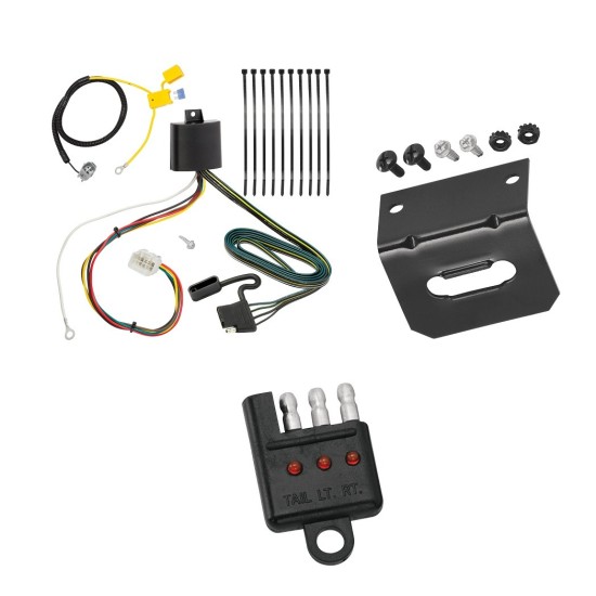 Trailer Wiring and Bracket w/ Light Tester For 16-21 Mitsubishi Outlander except Outlander Sport Plug & Play 4-Flat Harness