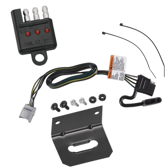  Trailer Wiring and Bracket w/ Light Tester For 20-24 Toyota Highlander w/ Factory Tow Package 4-Flat Harness Plug Play