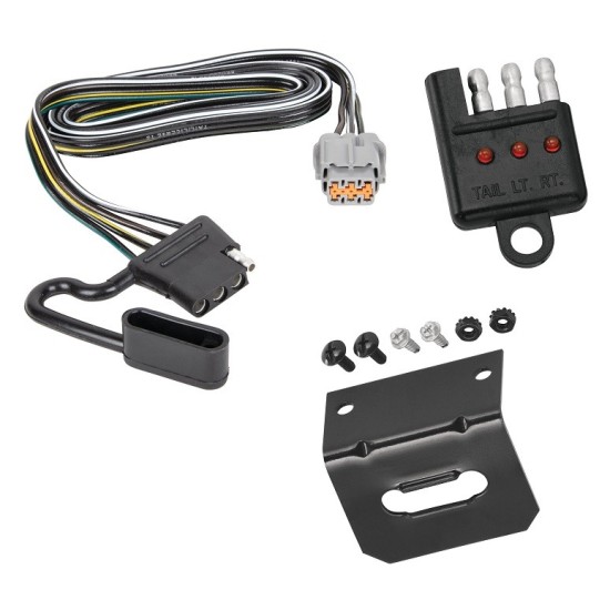 Trailer Wiring and Bracket w/ Light Tester For 22-23 Nissan Pathfinder 22 Infiniti QX60 Plug & Play 4-Flat Harness