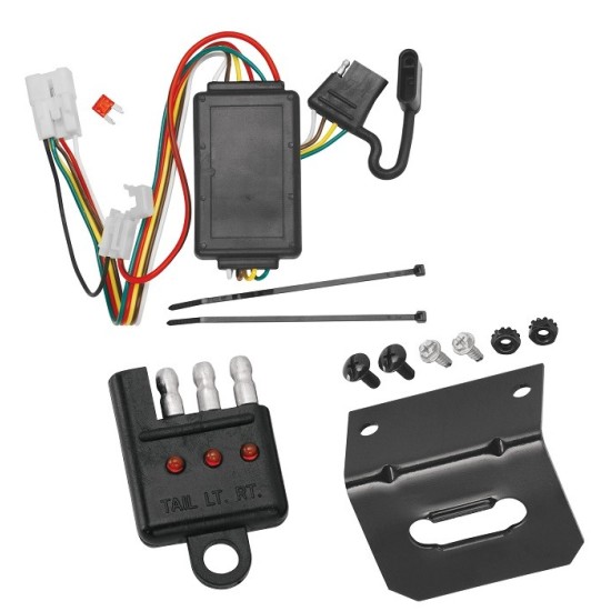 Trailer Wiring and Bracket w/ Light Tester For 16-24 Subaru Crosstrek 13-15 XV Except Hybrid 09-24 Forester 10-25 Outback Wagon Plug & Play 4-Flat Harness