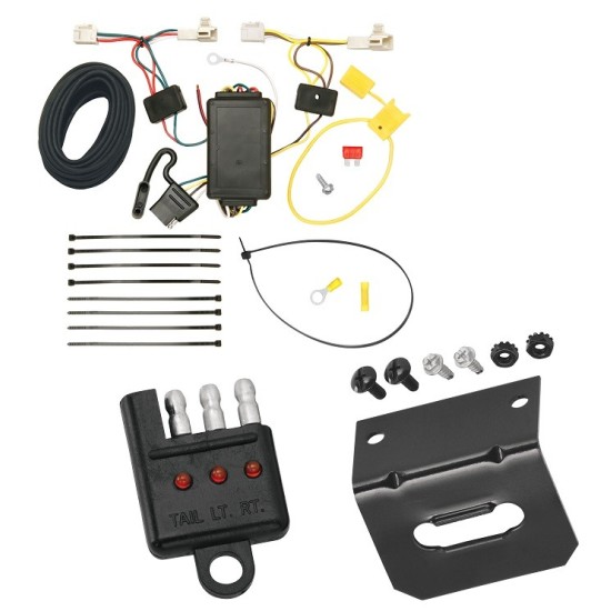 Trailer Wiring and Bracket w/ Light Tester For 14-21 Mitsubishi Outlander 11-12 Toyota Avalon 10-11 Camry 07-11 Camry Hybrid 09-16 Venza Plug & Play 4-Flat Harness