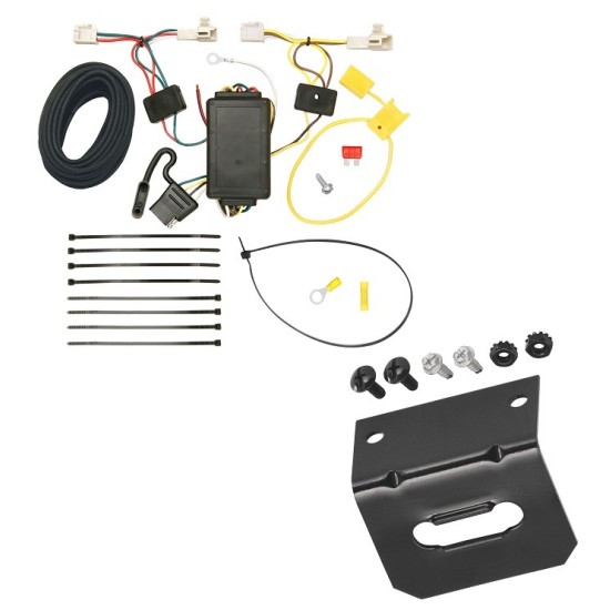 Trailer Wiring and Bracket For 14-21 Mitsubishi Outlander 11-12 Toyota Avalon 10-11 Camry 07-11 Camry Hybrid 09-16 Venza Plug & Play 4-Flat Harness