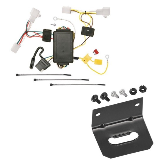 Trailer Wiring and Bracket For 04-11 Toyota Prius 12-15 Prius Plug-In Plug & Play 4-Flat Harness