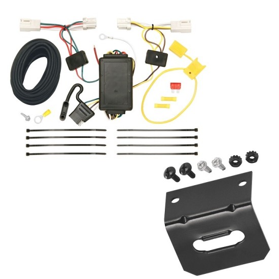 Trailer Wiring and Bracket For 10-17 Mitsubishi Lancer 11-19 Outlander Sport 11-22 RVR Plug & Play 4-Flat Harness