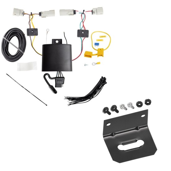  Trailer Wiring and Bracket For 19-24 Ford Edge Except Titanium Models Plug & Play 4-Flat Harness