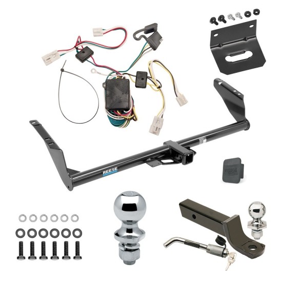 Ultimate Tow Package For 04-10 Toyota Sienna Trailer Hitch w/ Wiring 2" Drop Mount Dual 2" and 1-7/8" Ball Lock Bracket Cover 2" Receiver Reese