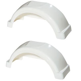 Set of 2 White Fulton Single Axle Trailer Fenders 13" Wheels Top Step 29-1/4" Long Boat Utility Sale Replacement