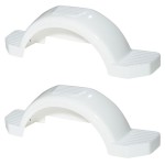 Set of 2 White Fulton Single Axle Trailer Fenders 13" Wheels Triple Step 40" Long Boat Utility Sale Replacement