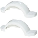 Set of 2 White Fulton Single Axle Trailer Fenders 14" Wheels Triple Step 42-5/8" Long Boat Utility Sale Replacement