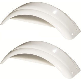 Set of 2 White Fulton Single Axle Trailer Fenders 8" to 12" Wheels 20.25" Long Boat Utility Sale Replacement