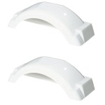 Set of 2 White Fulton Single Axle Trailer Fenders 8" to 12" Wheels Top Step 22.3" Long Boat Utility Sale Replacement