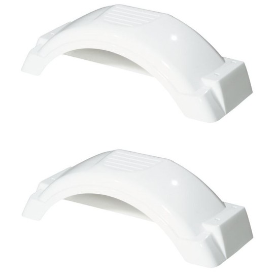 Set of 2 White Fulton Single Axle Trailer Fenders 8" to 12" Wheels Top Step 22.3" Long Boat Utility Sale Replacement