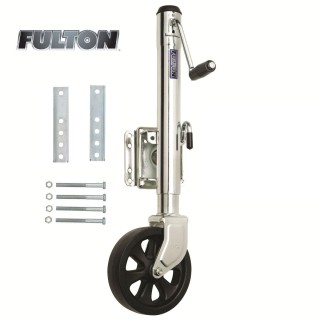 Fulton Bolt-Thru Swivel Trailer Jack 1,500 lbs w/ 8" Caster Wheel 10" Lift Bolt-On