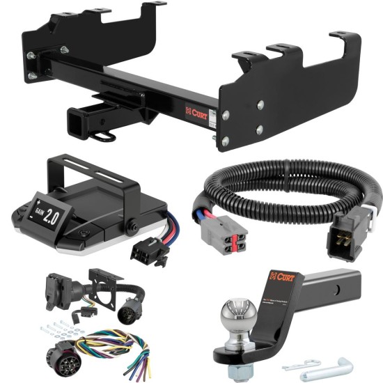 For 1992-1993 Ford F-Super Duty Tow Package Camp n' Field Trailer Hitch + Brake Controller Curt Assure 51160 Proportional Up To 4 Axles + 7 Way Trailer Wiring Plug & 2-5/16" ball 4 inch drop Fits w/ 10" Step Bumper Curt 13099 2 inch Tow Rece