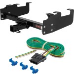 For 1963-1972 Ford F350 Trailer Hitch + Wiring 4 Pin Fits w/ 10" Step Bumper Curt 13099 58044 2 inch Tow Receiver