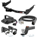 For 2004-2015 Nissan TITAN Tow Package Camp n' Field Trailer Hitch + Brake Controller Curt Assure 51160 Proportional Up To 4 Axles + 7 Way Trailer Wiring Plug & 2-5/16" ball 4 inch drop Fits Models w/ Existing USCAR 7-way Curt 13199 2 inch Tow Re