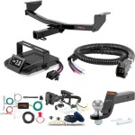 For 2008-2013 Nissan Rogue Tow Package Camp n' Field Trailer Hitch + Brake Controller Curt Assure 51160 Proportional Up To 4 Axles + 7 Way Trailer Wiring Plug & 2-5/16" ball 4 inch drop Except Krom Curt 13204 2 inch Tow Receiver