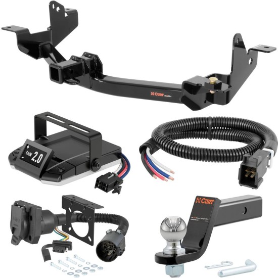 For 2014-2024 Ram ProMaster 2500 Tow Package Camp n' Field Trailer Hitch + Brake Controller Curt Assure 51160 Proportional Up To 4 Axles + 7 Way Trailer Wiring Plug & 2-5/16" ball 4 inch drop Fits Models w/ Existing USCAR 7-way Curt 13207 2 inch 