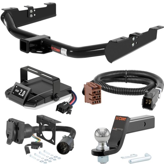 For 2001-2002 GMC Sierra 3500 Tow Package Camp n' Field Trailer Hitch + Brake Controller Curt Assure 51160 Proportional Up To 4 Axles + 7 Way Trailer Wiring Plug & 2-5/16" ball 4 inch drop Except Tommy Gate lift or cab & chassis Except factor