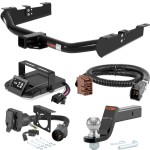 For 2003-2006 GMC Sierra 3500 Tow Package Camp n' Field Trailer Hitch + Brake Controller Curt Assure 51160 Proportional Up To 4 Axles + 7 Way Trailer Wiring Plug & 2-5/16" ball 4 inch drop Except Tommy Gate lift or cab & chassis Except factor