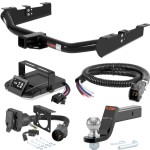 For 2007-2010 Chevy Silverado 3500 HD Tow Package Camp n' Field Trailer Hitch + Brake Controller Curt Assure 51160 Proportional Up To 4 Axles + 7 Way Trailer Wiring Plug & 2-5/16" ball 4 inch drop Except Tommy Gate lift or cab & chassis Excep