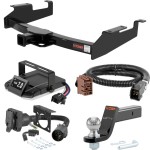 For 2003-2006 GMC Sierra 3500 Tow Package Camp n' Field Trailer Hitch + Brake Controller Curt Assure 51160 Proportional Up To 4 Axles + 7 Way Trailer Wiring Plug & 2-5/16" ball 4 inch drop Fits w/ Tommy Gate Lift Curt 13213 2 inch Tow Receiver