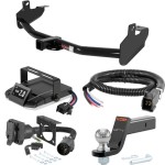 For 2008-2012 Chevy Colorado Tow Package Camp n' Field Trailer Hitch + Brake Controller Curt Assure 51160 Proportional Up To 4 Axles + 7 Way Trailer Wiring Plug & 2-5/16" ball 4 inch drop Fits Models w/ Existing USCAR 7-way Curt 13252 2 inch Tow 