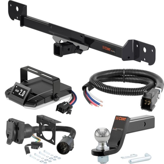 For 2014-2024 Ram ProMaster 2500 Tow Package Camp n' Field Trailer Hitch + Brake Controller Curt Assure 51160 Proportional Up To 4 Axles + 7 Way Trailer Wiring Plug & 2-5/16" ball 4 inch drop Fits Models w/ Existing USCAR 7-way Curt 13295 2 inch 