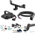 For 2017-2021 Volvo S90 Tow Package Camp n' Field Trailer Hitch + Brake Controller Curt Assure 51160 Proportional Up To 4 Axles + 7 Way Trailer Wiring Plug & 2-5/16" ball 4 inch drop Fits All Models Curt 13305 2 inch Tow Receiver
