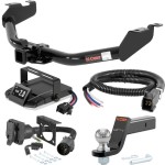 For 2007-2013 GMC Sierra 1500 Tow Package Camp n' Field Trailer Hitch + Brake Controller Curt Assure 51160 Proportional Up To 4 Axles + 7 Way Trailer Wiring Plug & 2-5/16" ball 4 inch drop Fits All Models Curt 13322 2 inch Tow Receiver