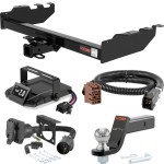 For 2003-2006 GMC Sierra 1500 Tow Package Camp n' Field Trailer Hitch + Brake Controller Curt Assure 51160 Proportional Up To 4 Axles + 7 Way Trailer Wiring Plug & 2-5/16" ball 4 inch drop Fits All Models Curt 13332 2 inch Tow Receiver