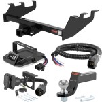 For 2007-2012 GMC Sierra 1500 Tow Package Camp n' Field Trailer Hitch + Brake Controller Curt Assure 51160 Proportional Up To 4 Axles + 7 Way Trailer Wiring Plug & 2-5/16" ball 4 inch drop Fits 10" drop bumper or Tommy Gate lift Curt 13339 2