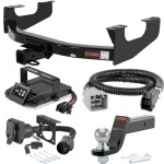 For 2005-2007 Ford F250 Super Duty Tow Package Camp n' Field Trailer Hitch + Brake Controller Curt Assure 51160 Proportional Up To 4 Axles + 7 Way Trailer Wiring Plug & 2-5/16" ball 4 inch drop Fits Models w/ USCAR 7-way Factory Connector Excludi