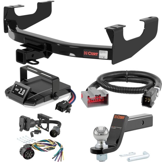 For 2008-2016 Ford F250 Super Duty Tow Package Camp n' Field Trailer Hitch + Brake Controller Curt Assure 51160 Proportional Up To 4 Axles + 7 Way Trailer Wiring Plug & 2-5/16" ball 4 inch drop Except Cab & Chassis Curt 13355 2 inch Tow Recei