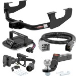 For 2005-2007 Ford F250 Super Duty Tow Package Camp n' Field Trailer Hitch + Brake Controller Curt Assure 51160 Proportional Up To 4 Axles + 7 Way Trailer Wiring Plug & 2-5/16" ball 4 inch drop Fits Models w/ USCAR 7-way Factory Connector Excludi