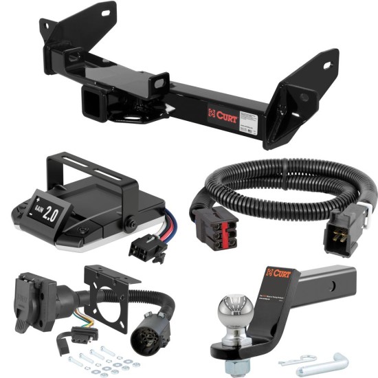 For 2006-2008 Lincoln Mark LT Tow Package Camp n' Field Trailer Hitch + Brake Controller Curt Assure 51160 Proportional Up To 4 Axles + 7 Way Trailer Wiring Plug & 2-5/16" ball 4 inch drop Fits Models w/ Existing USCAR 7-way Curt 13360 2 inch Tow