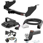 For 2006-2008 Dodge Ram 1500 Tow Package Camp n' Field Trailer Hitch + Brake Controller Curt Assure 51160 Proportional Up To 4 Axles + 7 Way Trailer Wiring Plug & 2-5/16" ball 4 inch drop Except factory receiver Curt 13361 2 inch Tow Receiver