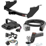 For 2011-2012 Ram 3500 Tow Package Camp n' Field Trailer Hitch + Brake Controller Curt Assure 51160 Proportional Up To 4 Axles + 7 Way Trailer Wiring Plug & 2-5/16" ball 4 inch drop Except factory receiver or cab & chassis Curt 13361 2 inch T