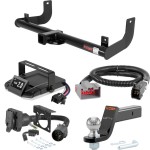 For 2009-2014 Ford F150 Tow Package Camp n' Field Trailer Hitch + Brake Controller Curt Assure 51160 Proportional Up To 4 Axles + 7 Way Trailer Wiring Plug & 2-5/16" ball 4 inch drop Fits Models w/ USCAR 7-way Factory Connector Excluding factory 