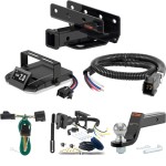 For 2007-2018 Jeep Wrangler JK Tow Package Camp n' Field Trailer Hitch + Brake Controller Curt Assure 51160 Proportional Up To 4 Axles + 7 Way Trailer Wiring Plug & 2-5/16" ball 4 inch drop Fits All Models Curt 13392 2 inch Tow Receiver