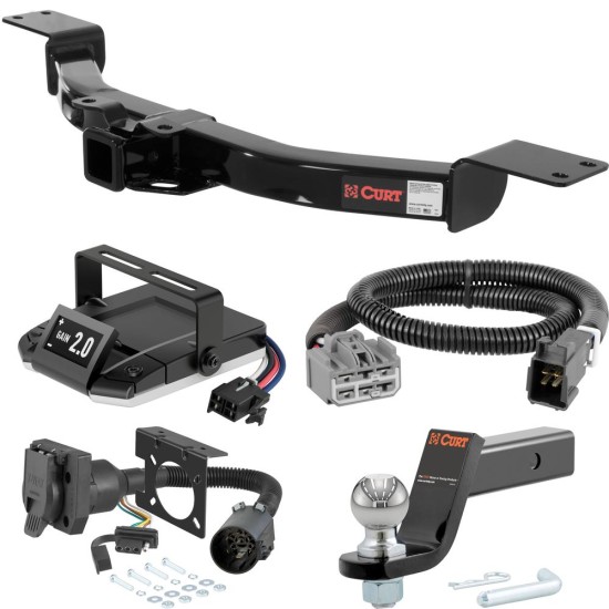 For 2007-2009 Saturn Outlook Tow Package Camp n' Field Trailer Hitch + Brake Controller Curt Assure 51160 Proportional Up To 4 Axles + 7 Way Trailer Wiring Plug & 2-5/16" ball 4 inch drop Fits Models w/ Existing USCAR 7-way Curt 13424 2 inch Tow 