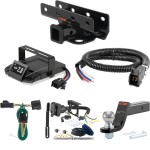 For 2007-2018 Jeep Wrangler JK Tow Package Camp n' Field Trailer Hitch + Brake Controller Curt Assure 51160 Proportional Up To 4 Axles + 7 Way Trailer Wiring Plug & 2-5/16" ball 4 inch drop Fits All Models Curt 13432 2 inch Tow Receiver