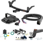 For 2024 Toyota Grand Highlander Tow Package Camp n' Field Trailer Hitch + Brake Controller Curt Assure 51160 Proportional Up To 4 Axles + 7 Way Trailer Wiring Plug & 2-5/16" ball 4 inch drop Fits All Models Curt 13519 2 inch Tow Receiver
