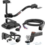 For 2004-2008 Chrysler Pacifica Tow Package Camp n' Field Trailer Hitch + Brake Controller Curt Assure 51160 Proportional Up To 4 Axles + 7 Way Trailer Wiring Plug & 2-5/16" ball 4 inch drop Fits Models w/ Existing USCAR 7-way Curt 13529 2 inch T