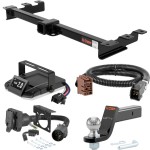 For 2003-2006 GMC Sierra 1500 Tow Package Camp n' Field Trailer Hitch + Brake Controller Curt Assure 51160 Proportional Up To 4 Axles + 7 Way Trailer Wiring Plug & 2-5/16" ball 4 inch drop Fits w/ Roll Pan Bumper Curt 13932 2 inch Tow Receiver