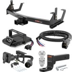 For 2015-2019 Chevy Silverado 3500 HD Tow Package Camp n' Field Trailer Hitch + Brake Controller Curt Assure 51160 Proportional Up To 4 Axles + 7 Way Trailer Wiring Plug & 2-5/16" ball 4 inch drop Fits 8' bed except factory receiver Tommy Gate or